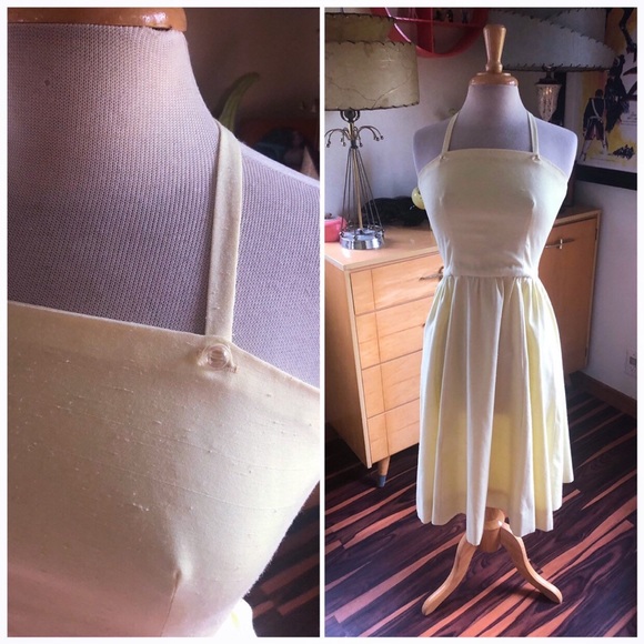 SOLD Vintage 1950s Style Dress Yellow Sundress S M - Picture 2 of 6